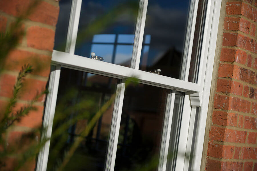 Bygone white sash window