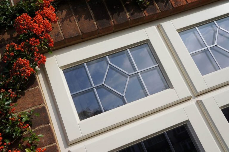 Close up white timber window