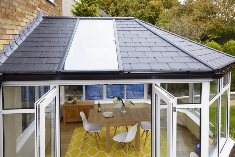 Grey solid roof conservatory