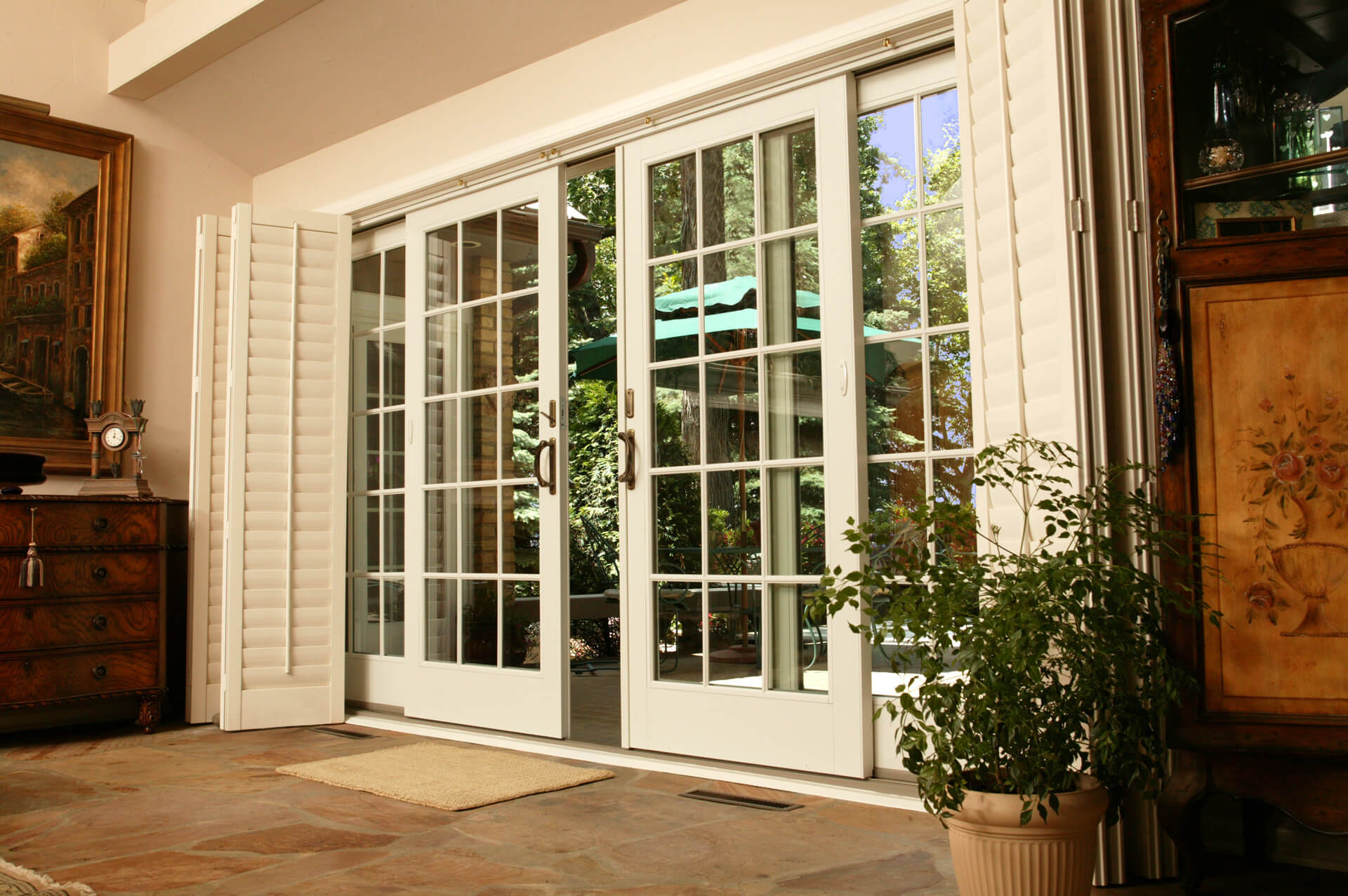 White sliding patio door