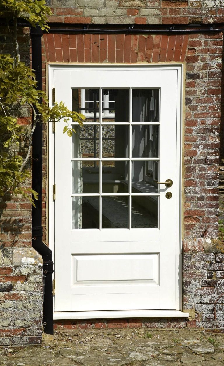 White timber entrance door