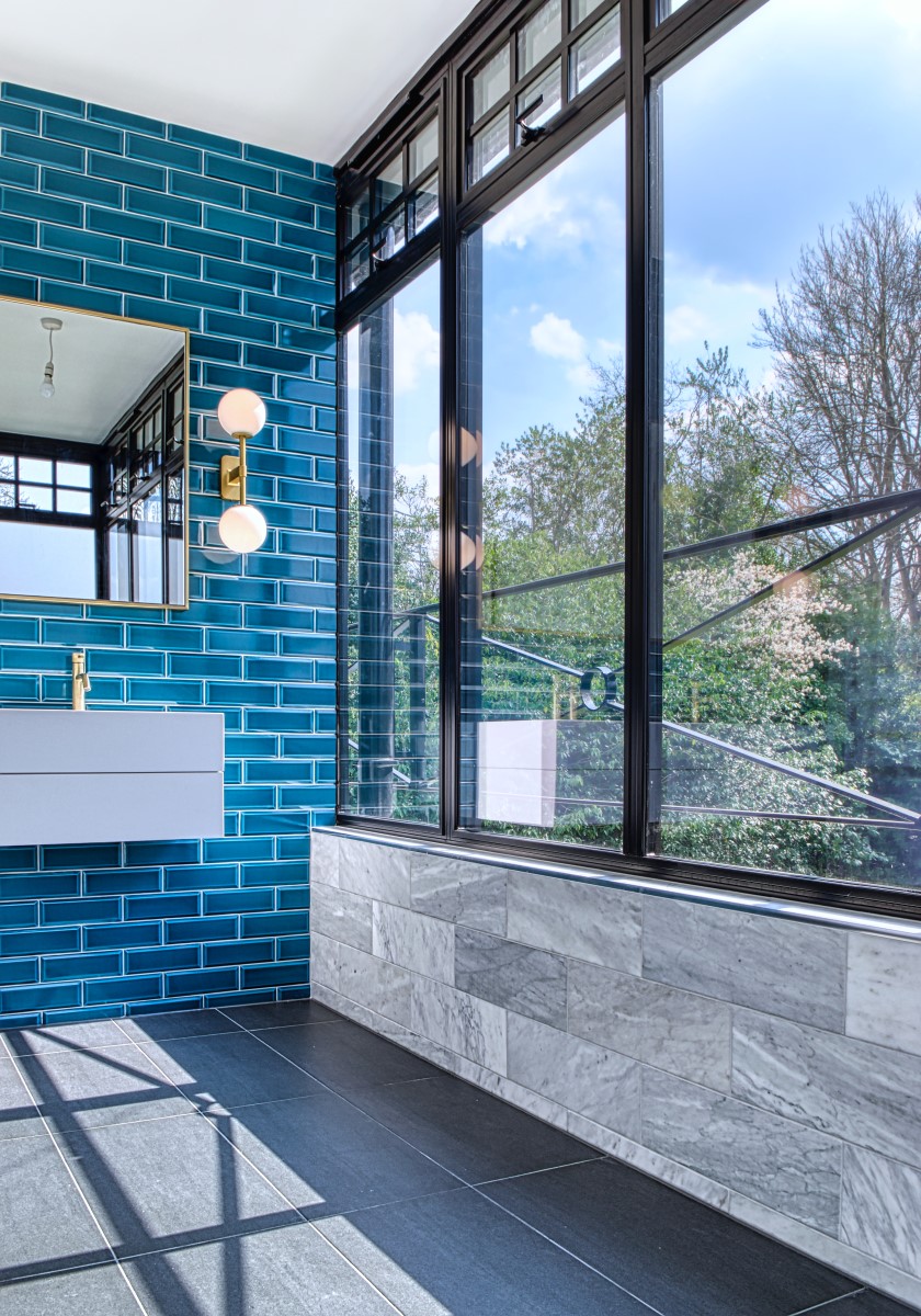 Grey aluminium window frames