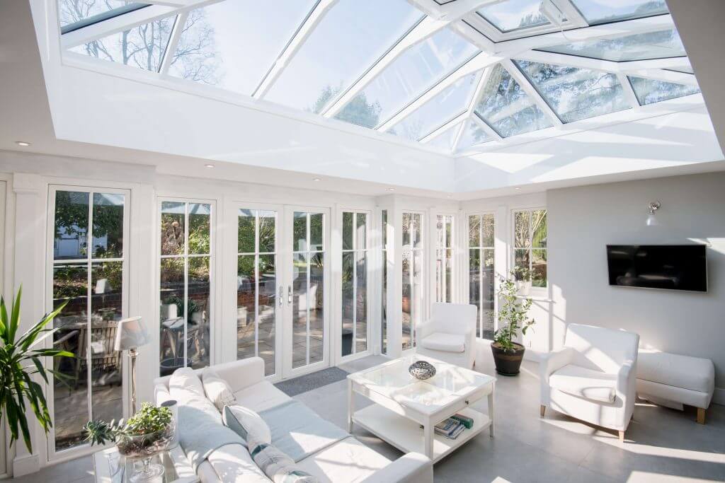 White glazed extension interior
